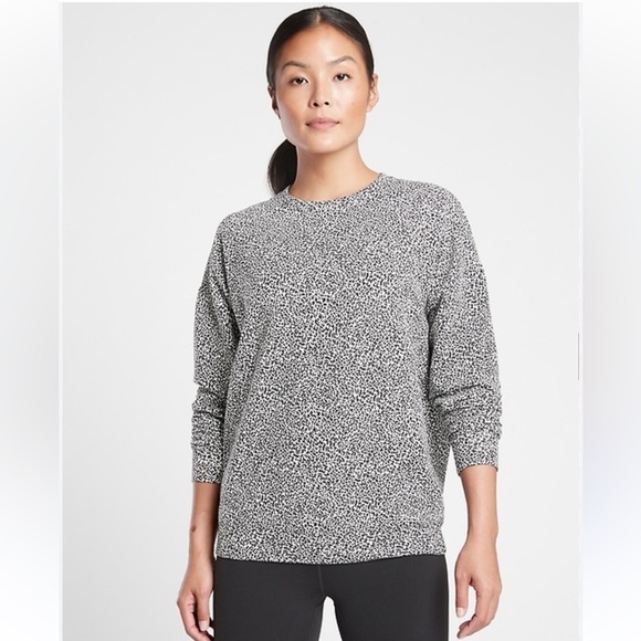 Athleta Tops - Athleta Micro Cheetah Black/ Seasalt Balance Pullover Sweatshirt XS